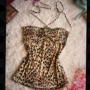 Leopard tie top